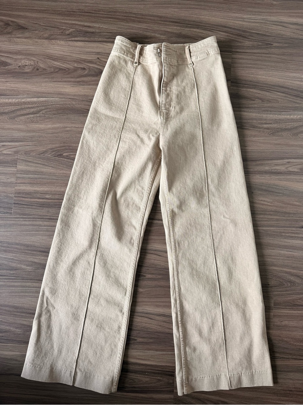 Zara Neutral Light Beige Wide-Leg Jeans